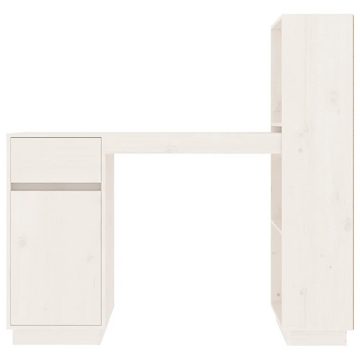 furnicato Schreibtisch Weiß 110x53x117 cm Massivholz Kiefer