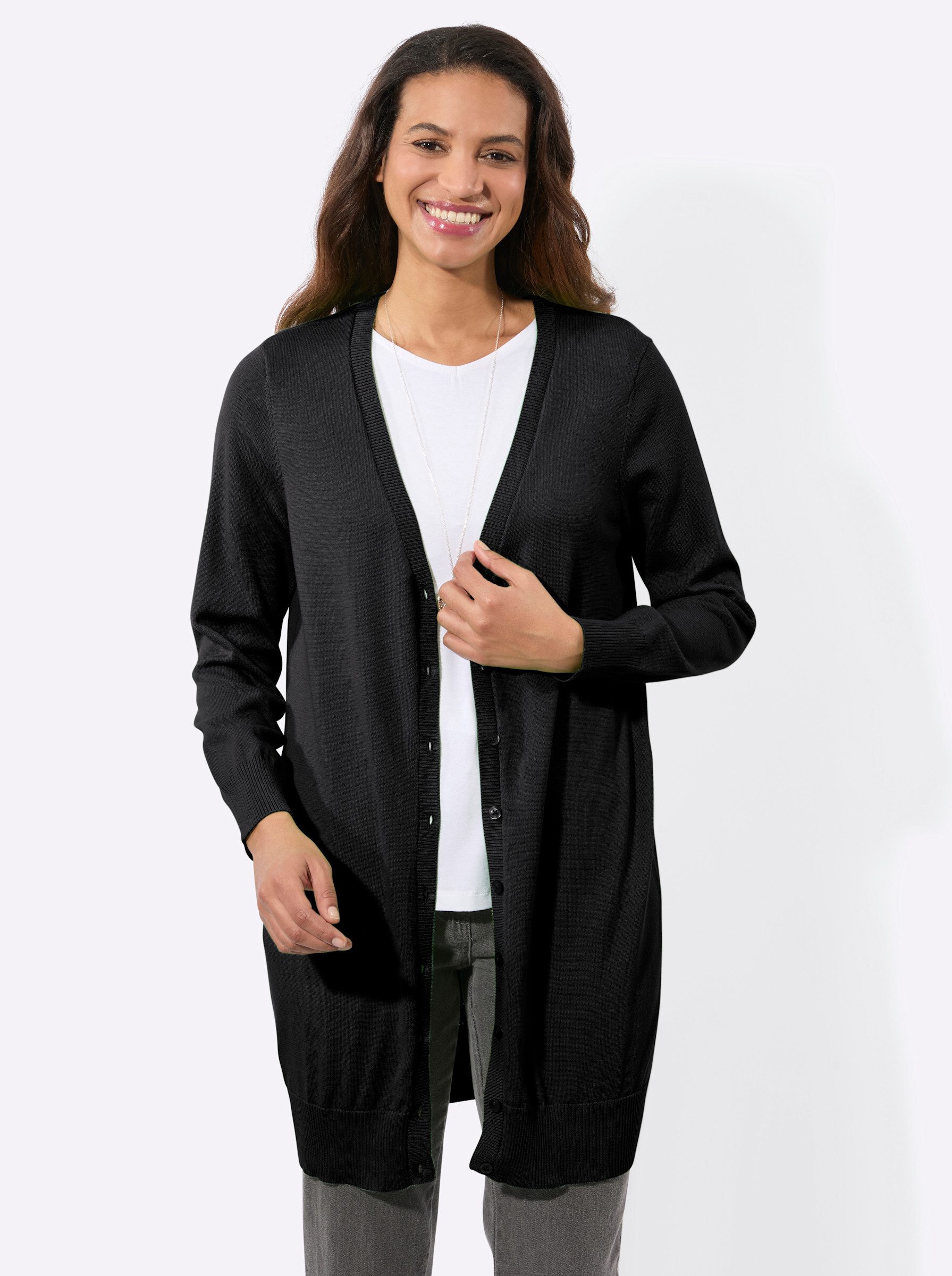 Witt Strickjacke Long-Strickjacke Langarm Jersey