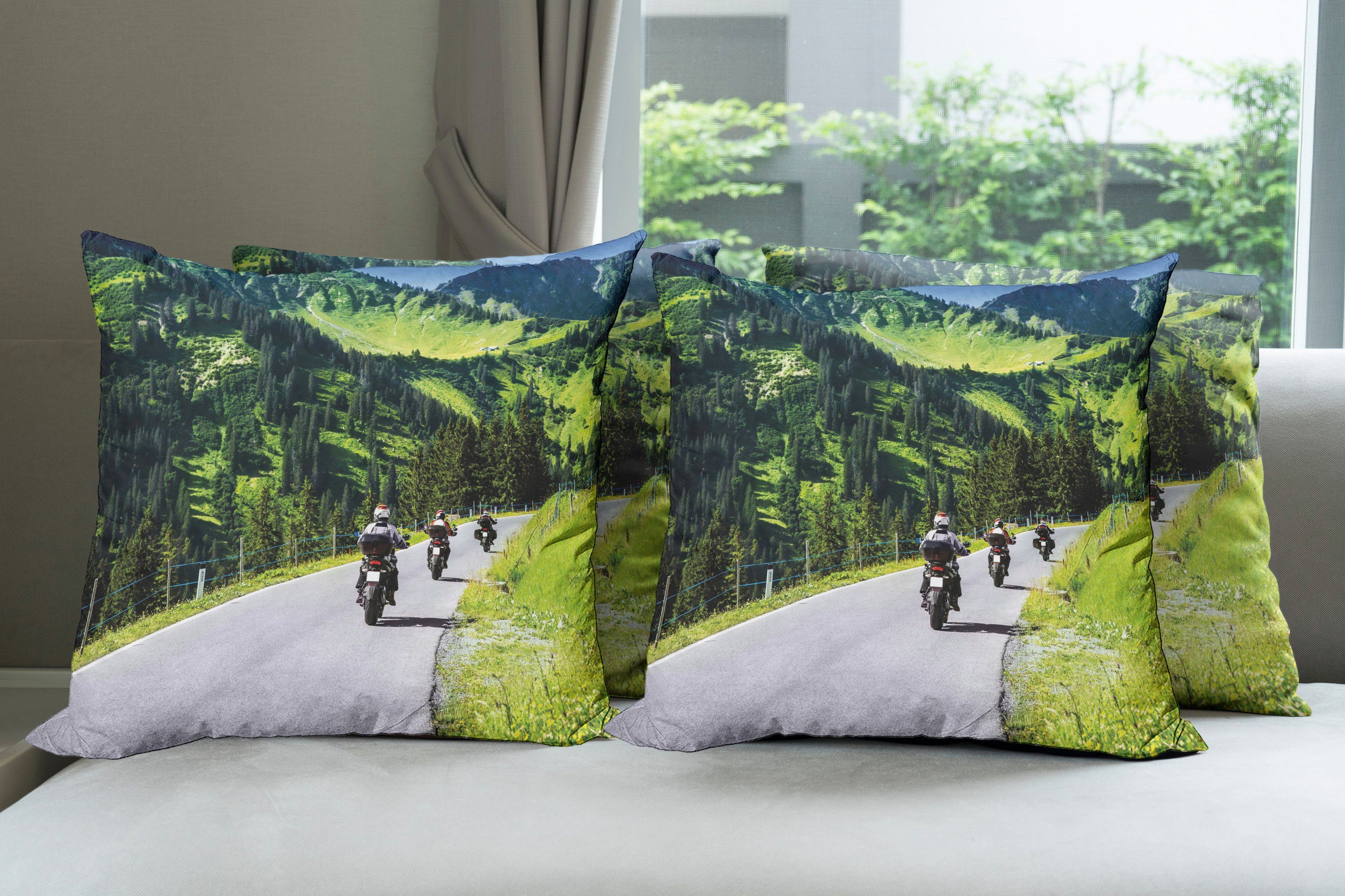 Kissenbezüge Modern Doppelseitiger Berg Stück), Digitaldruck, auf Abakuhaus Digital Accent Fahrrad-Reiter (4
