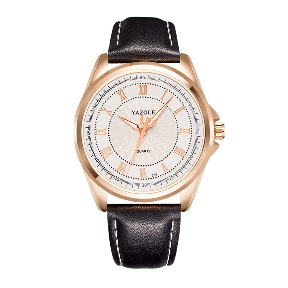 Quarzuhr Herren Armbanduhr mit Lederarmband und römischen Ziffern elegante Uhr
