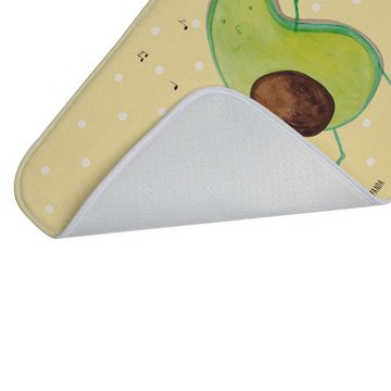 Badematte Avocado Tanzen - Gelb Pastell - Geschenk, Vegan, Duschteppich, Party, Mr. & Mrs. Panda, Höhe 1 mm, 100% Polyester, rechteckig, Einzigartiges Design