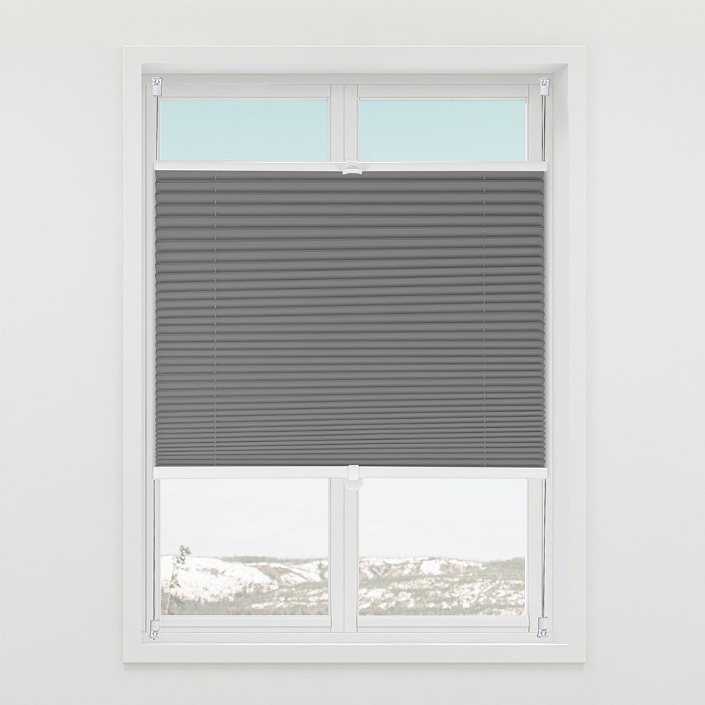 Sekey Plissee Plissee ohne Bohren Klemmfix verspannt für Fenster & Tür Lichtschutz, blickdicht, Klemmfix, Faltenstore Klemmfix Lichtschutz und Sichtschutz 45x120cm Dunkelgrau