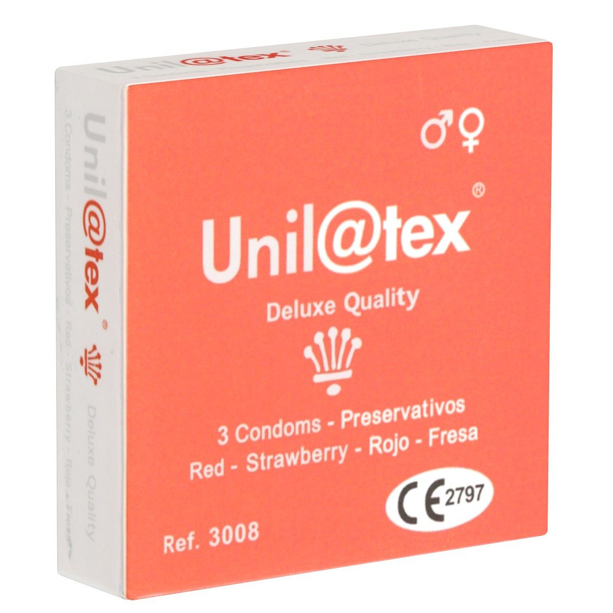 UNILATEX Kondome Red - Strawberry Aroma Kleinpackung mit, 3 St., farbige Kondome mit Geschmack, rote Kondome mit Erdbeer-Aroma