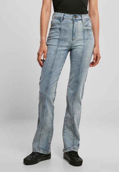 URBAN CLASSICS Bequeme Jeans Urban Classics Damen Ladies High Waist Straight Slit Denim Pants (1-tlg)