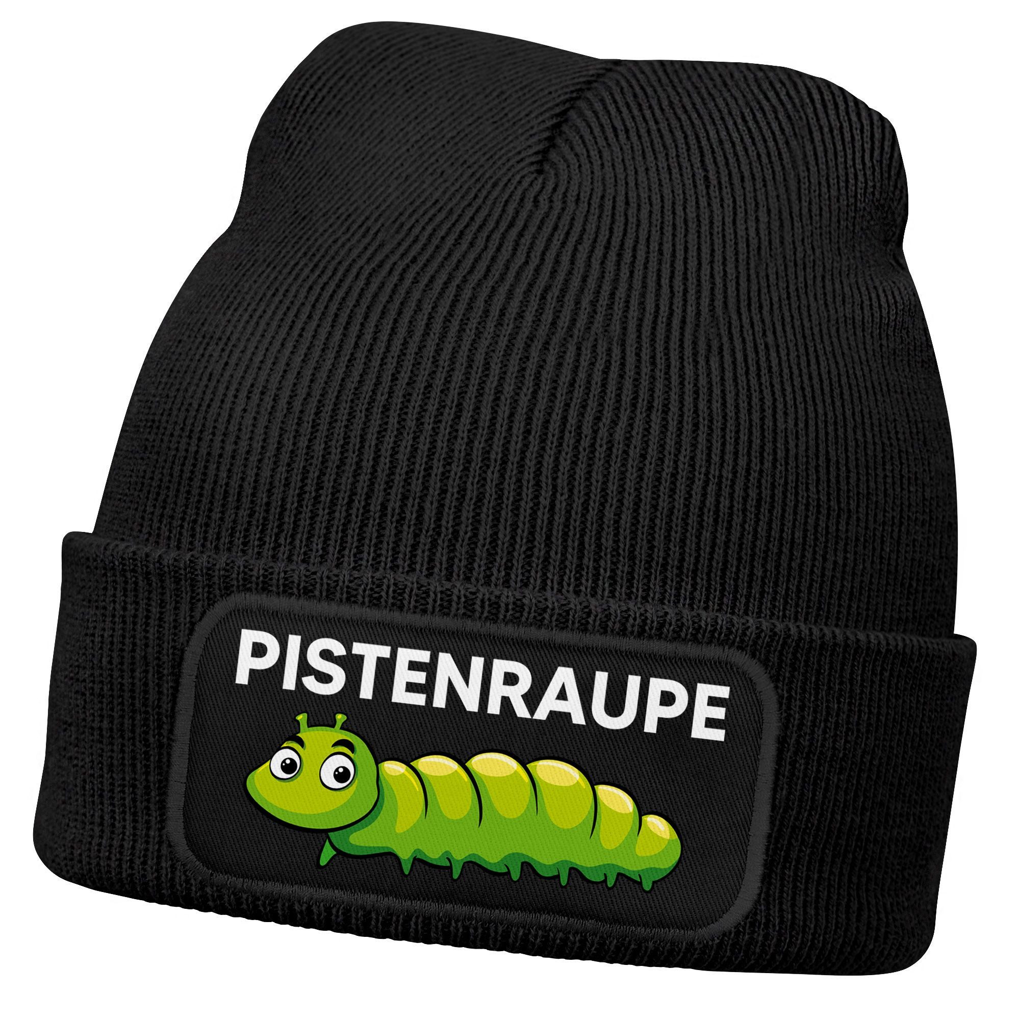 Strickmütze Herren Beanie mit Patch Strickmütze mit Spruch Skifahren Aufdruck