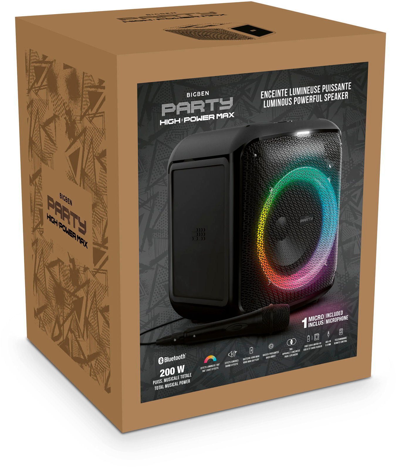 BigBen Bluetooth portabler Lautsprecher Party Max Mikrofon Disco AU388367 Bluetooth-Lautsprecher