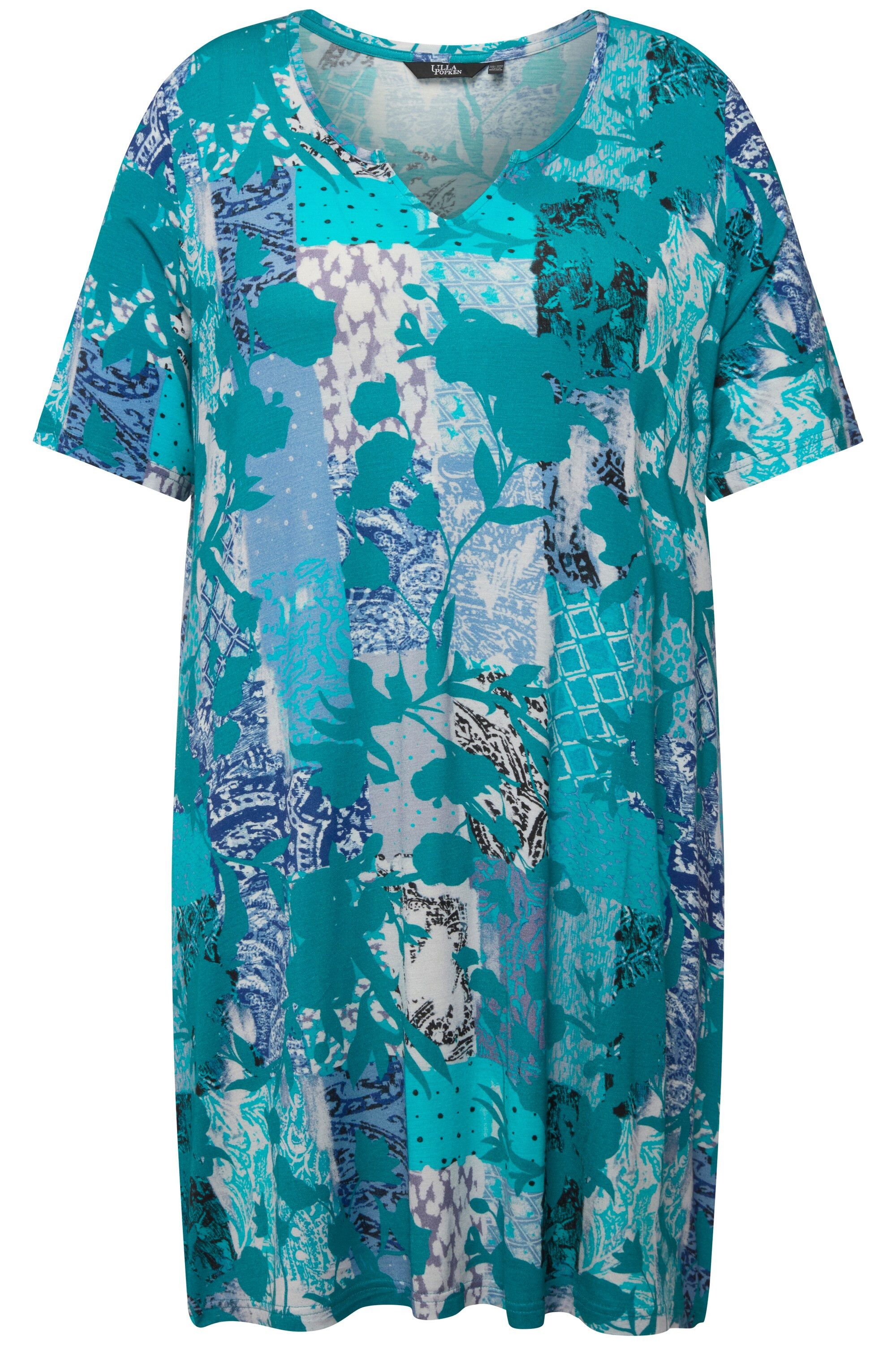 Ulla Popken Longshirt T-Shirt Patchdruck A-Linie günstig online kaufen