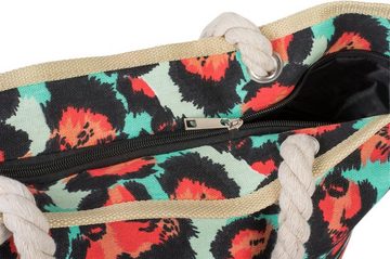 styleBREAKER Strandtasche (1-tlg), Strandtasche mit buntem Leoparden Muster