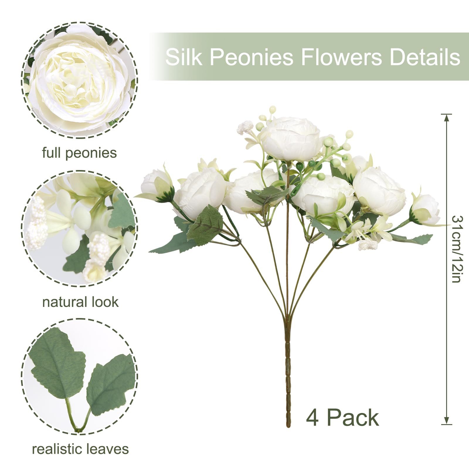 Kunstblumenstrauß Pfingstrose Künstliche Blumen 4 Bündel Künstliche Pfingst günstig online kaufen