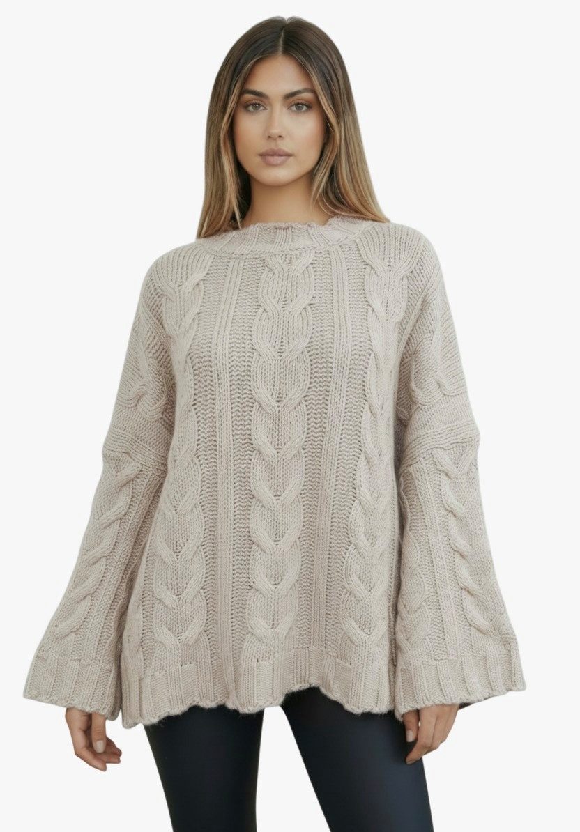 Worldclassca Longpullover WORLDCLASSCA Strickpulllover Oversize Lang Zopf Muster Winter Pulli Neue Kollektion - Stilvolle und gemütliche …