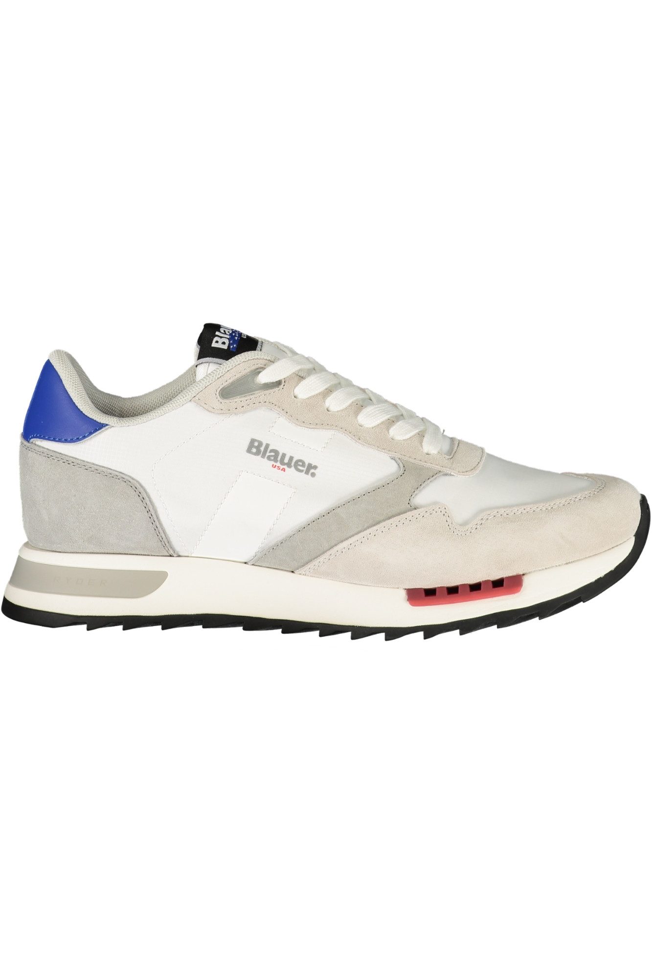 Blauer Sneaker Weißer Herrensportschuh mit grauen/blauen Akzenten