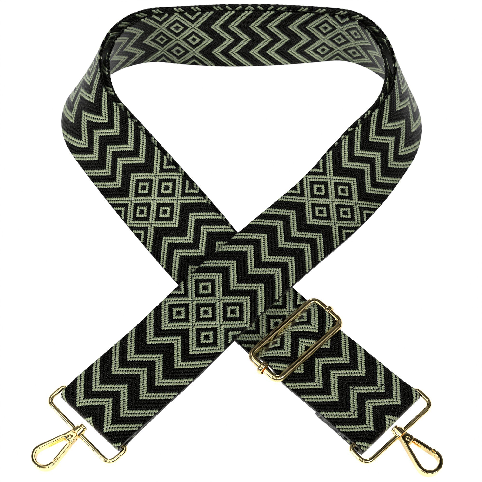 EAZY CASE Schulterriemen Schultergurte für Taschen gemustert Body Bag Wechselband Ersatzgurt mit Karabinerverschluss Metall Schwarz