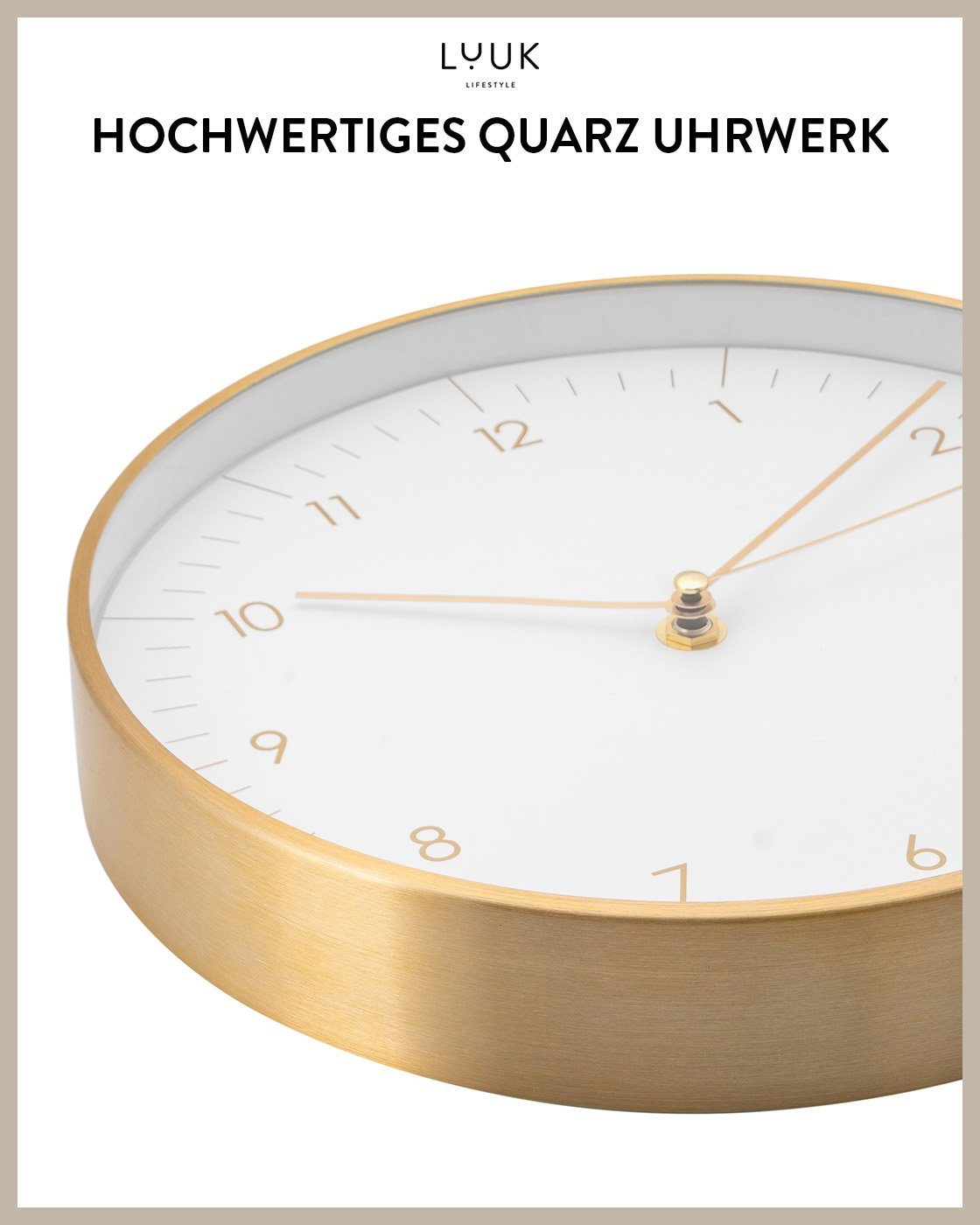 LUUK LIFESTYLE Wanduhr Helsinki (lautlos, ohne Ticken, großes Ziffernblatt, verschied. Größen)