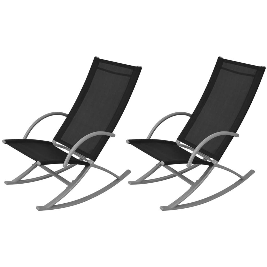 furnicato Gartenstuhl Garten-Schaukelstuhl-Set 53x92x86 cm Schwarz, Stabile Lounge-Sessel mit Textilene-Gewebe für Camping und Strand
