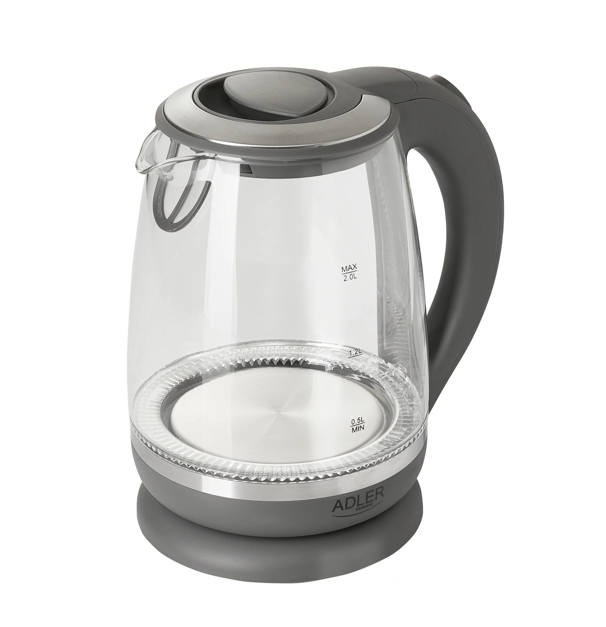 Adler Wasserkocher Wasserkocher 2,0 L - 2200 W, LED, Glasgehäuse, 360° drehbar, AD 1286, 2.0 l, 2200 W