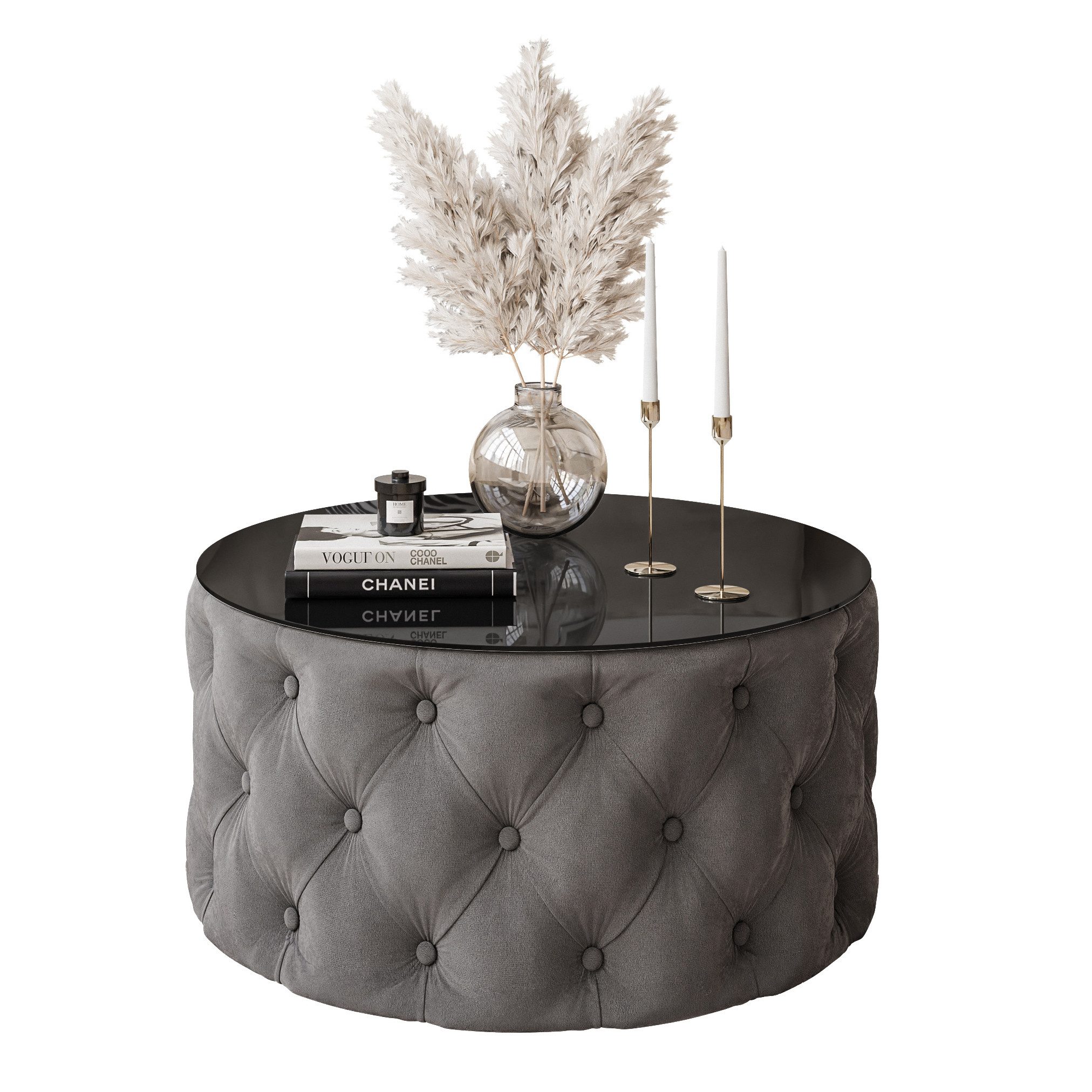 Lookway Couchtisch CHESTERFIELD 70 cm runder gepolsterter couchtisch günstig online kaufen