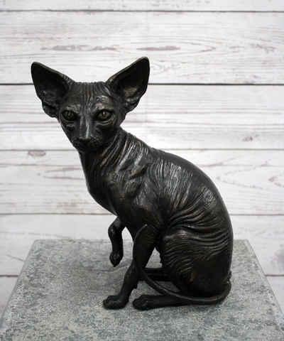 Bronzeskulpturen Skulptur Bronzefigur sitzende Sphynx Katze