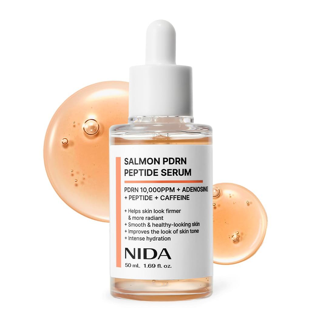 NIDA Gesichtsserum Salmon PDRN Peptide Serum 50ml – Lachs-PDRN 10.000PPM, 6-Peptid- Komplex & Adenosin, koreanisches Anti-Aging Serum für straffere, strahlendere und gleichmäßig gepflegte Haut