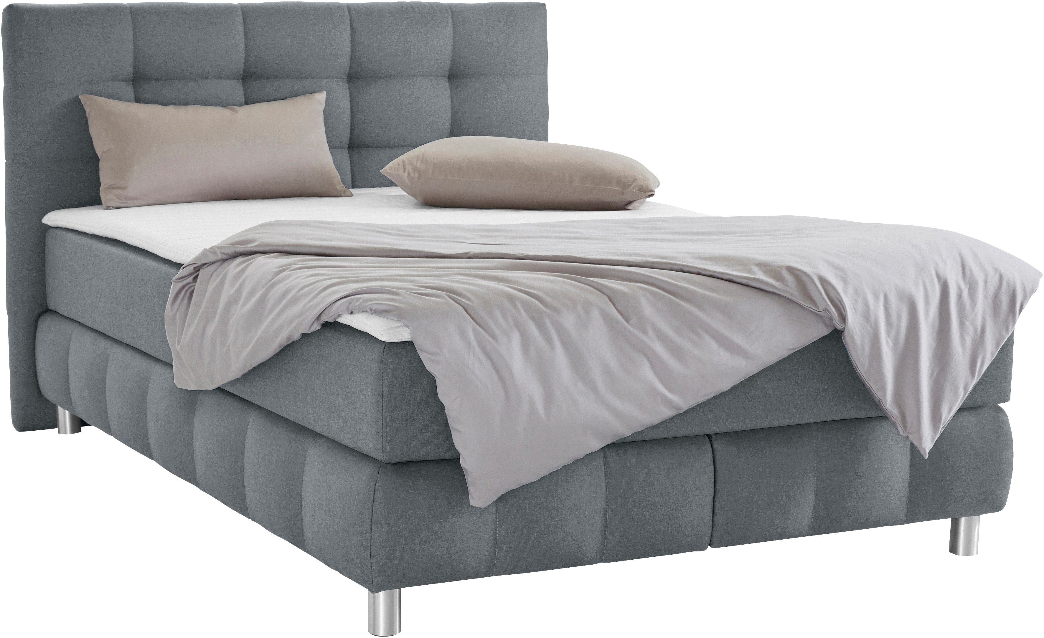 Salo 6 Boxspringbett Härtegrade andas Struktur, in 4 Samtoptik Überlänge 220cm, XXL, oder in Breiten