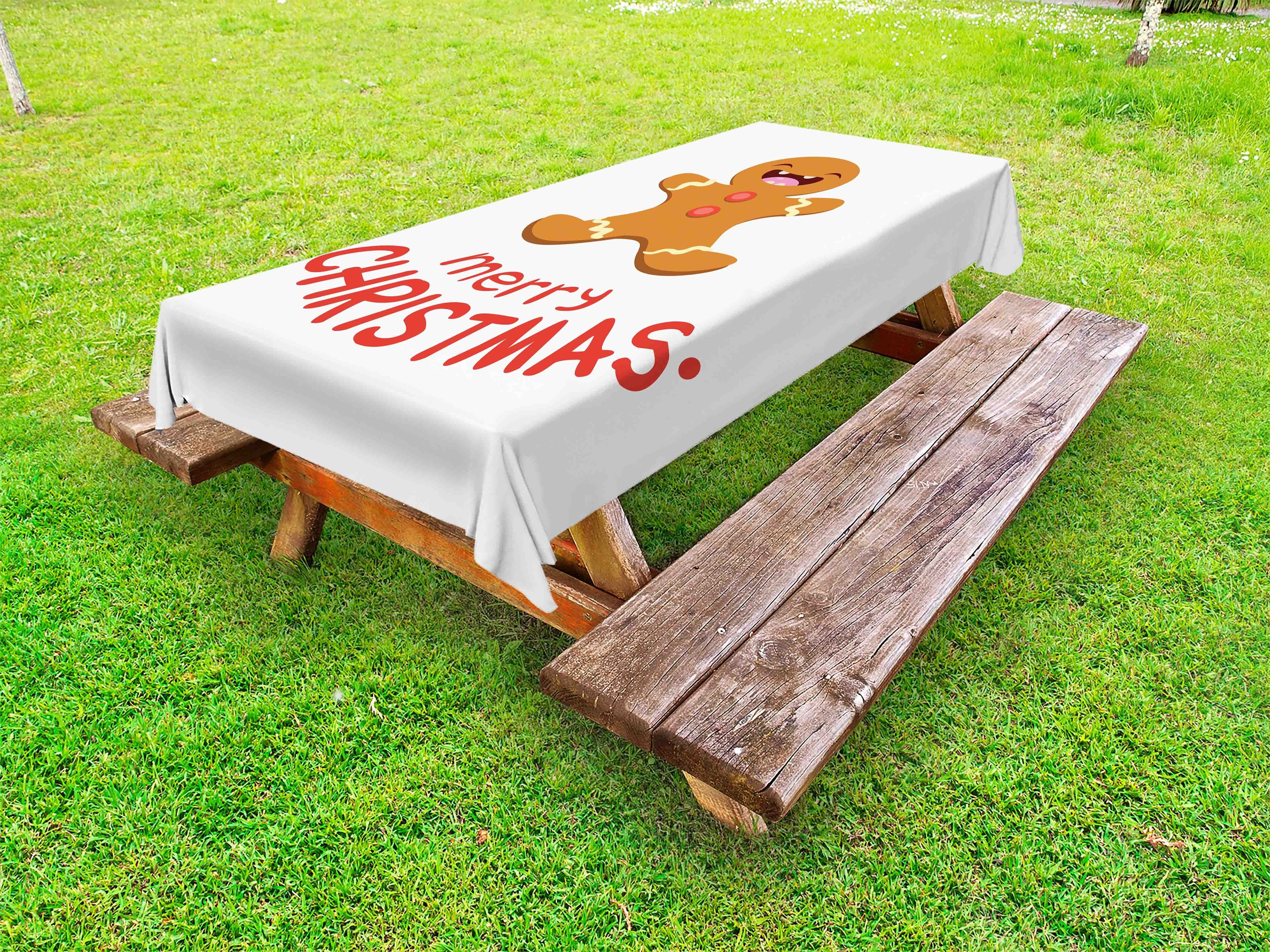Abakuhaus Tischdecke dekorative waschbare Picknick-Tischdecke, Weihnachten Lustiger Lebkuchen-Plätzchen
