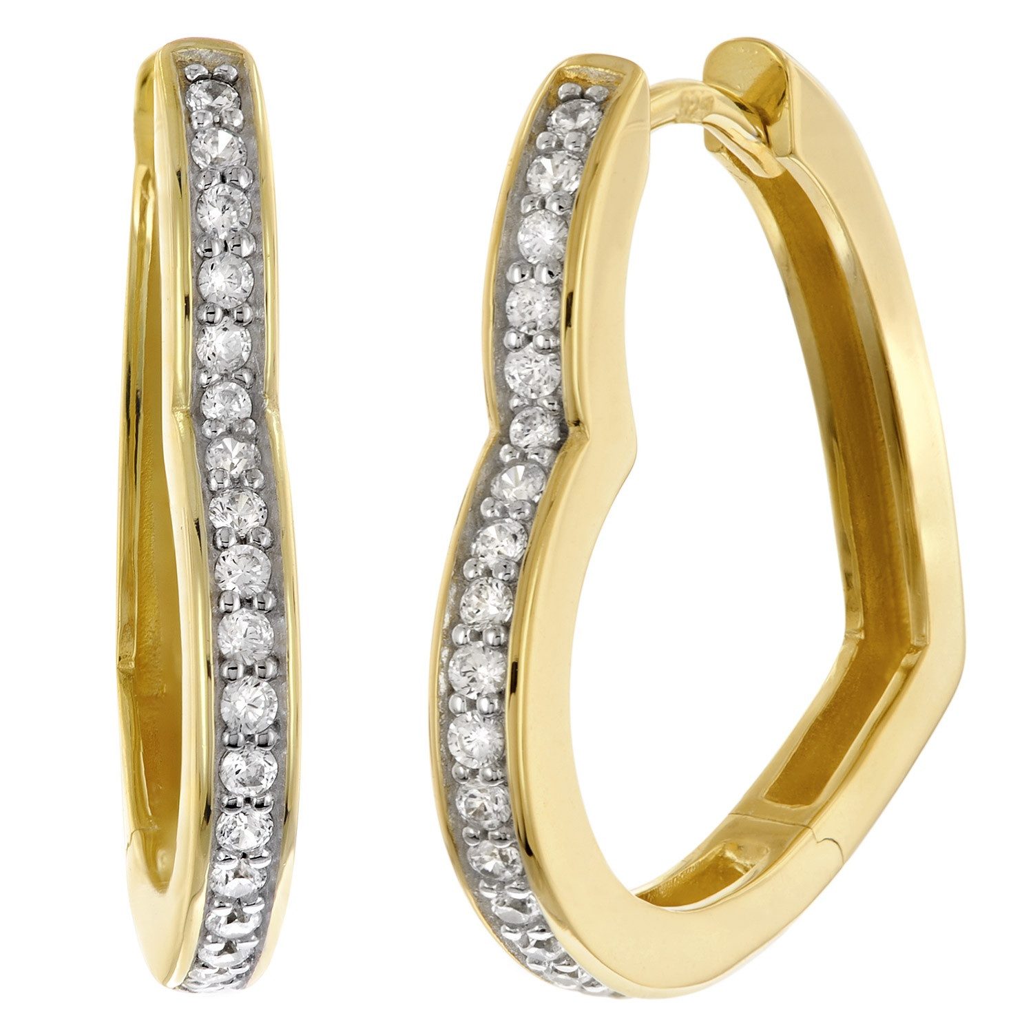 trendor Paar Creolen Damen-925 Silber Vergoldet Zirkonia - günstig online kaufen