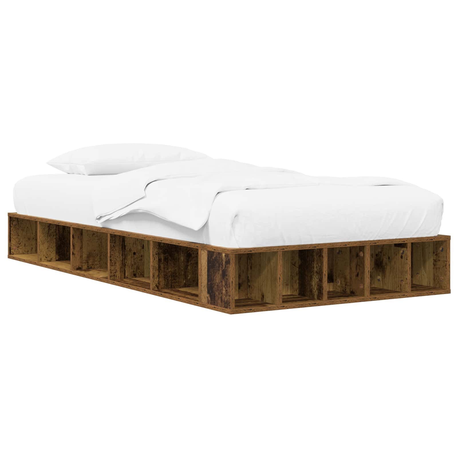 vidaXL Bett Bettgestell mit Stauraum Altholz 80 x 200 cm Holzwerkstoff (1-tlg)