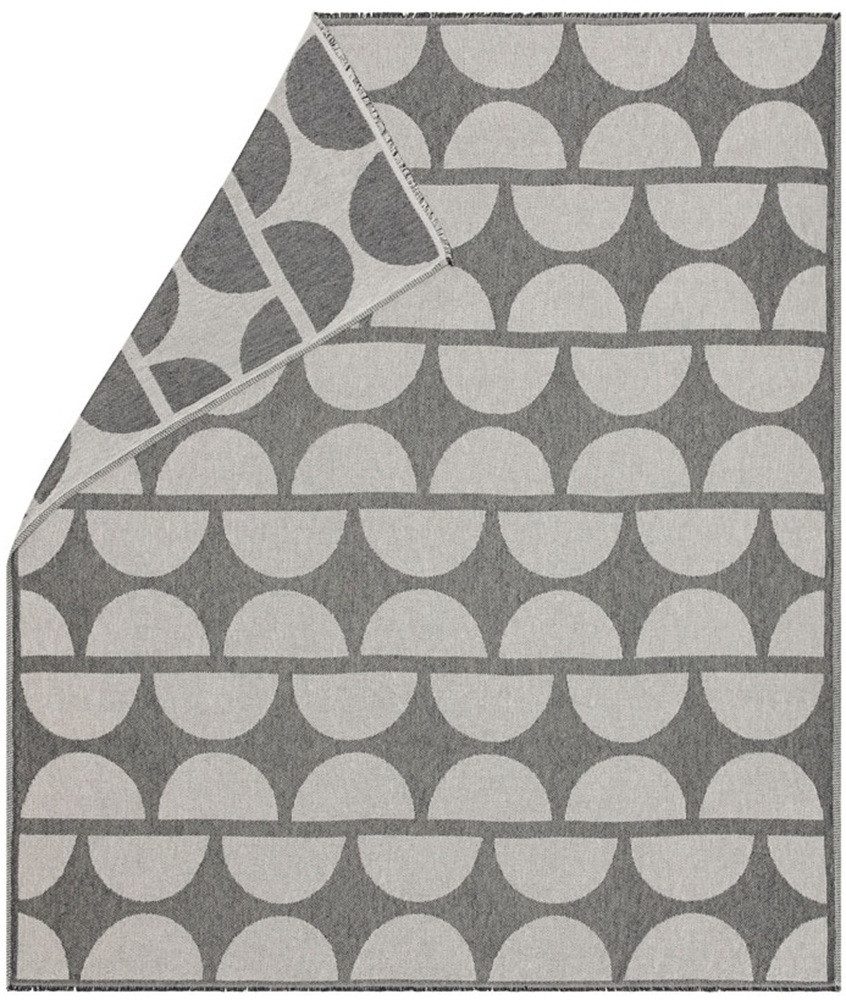 Plaid Baumwollplaid Ronda 'Halbkreise' 130 x 160 cm Anthrazit, DAVID FUSSENEGGER