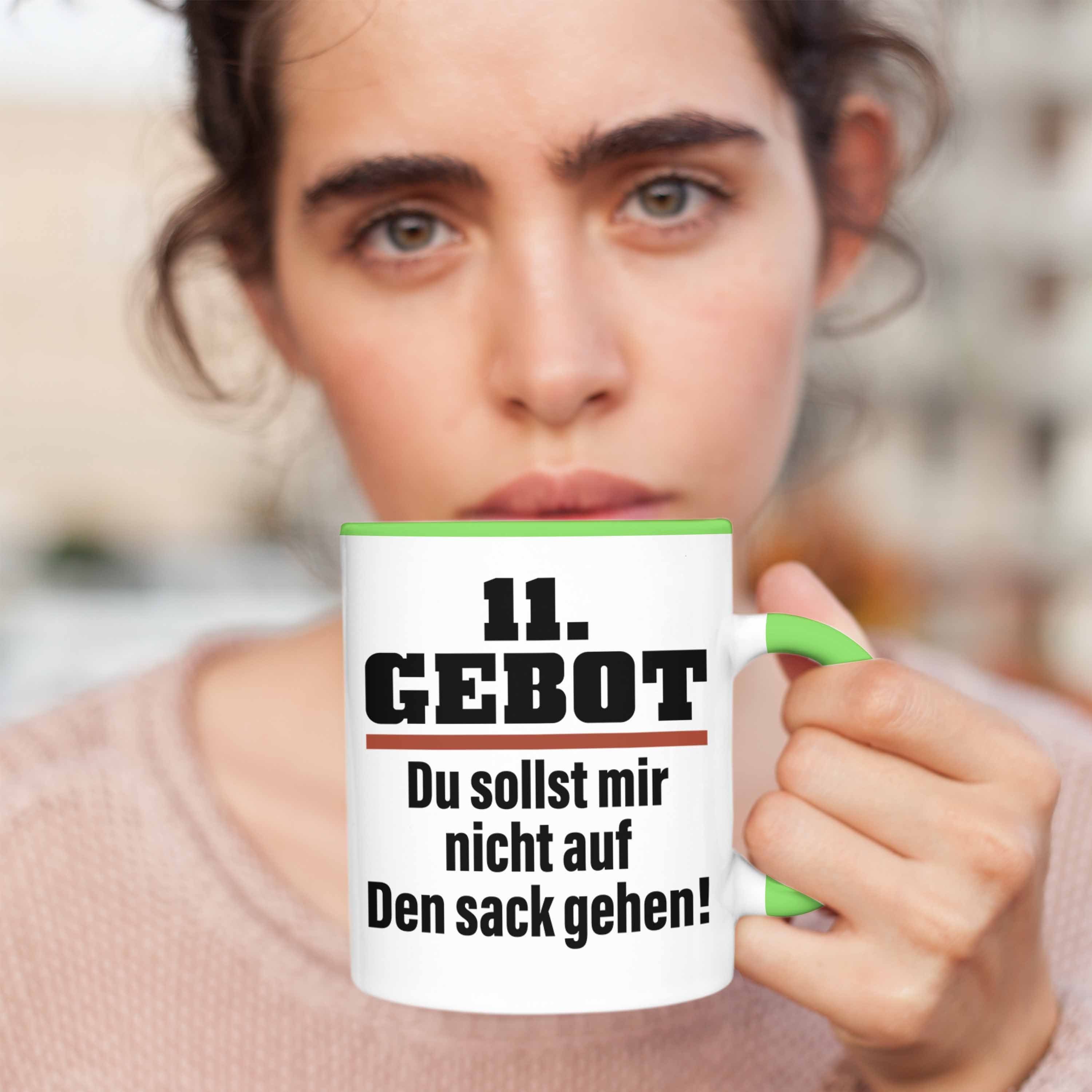 Trendation Tasse 11. Gebot Den Sollst - Arbe Nicht Tasse Geschenk Auf Grün Mir Sack Du Gehen