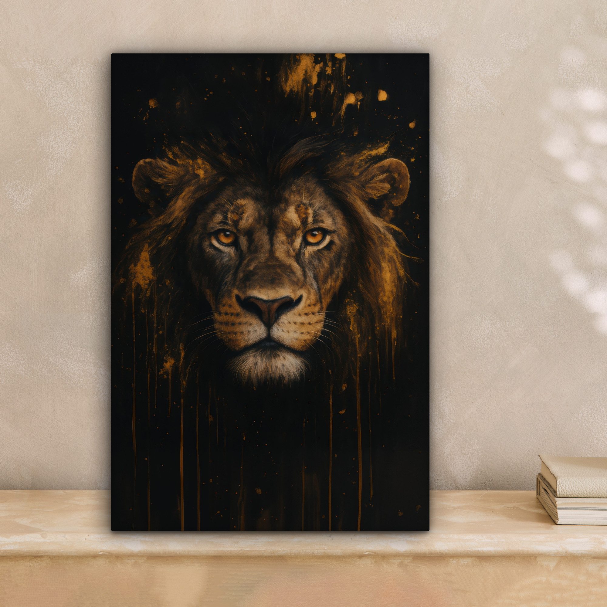 OneMillionCanvasses® Leinwandbild Löwe - Gold - Drops, Fotodruck (1 St), Le günstig online kaufen