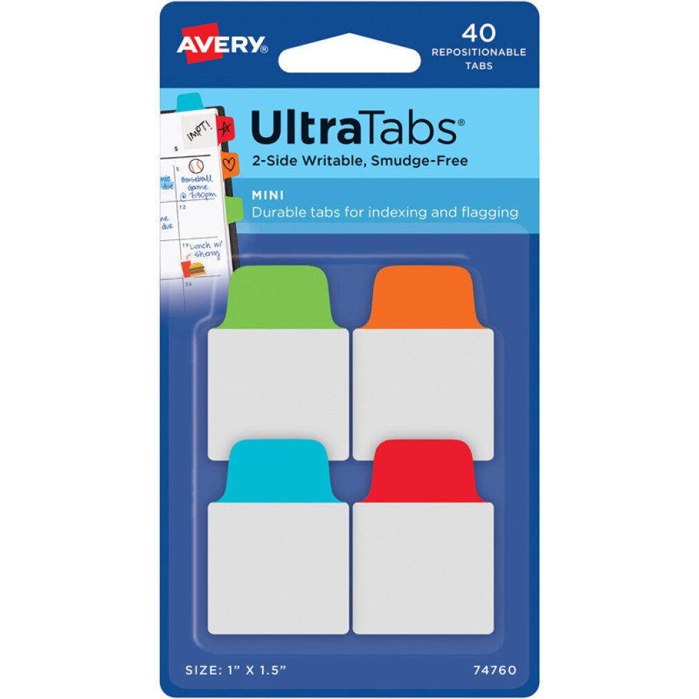 Avery Zweckform Notizzettel UltraTabs Mini Haftmarker farbsortiert 40 Blatt