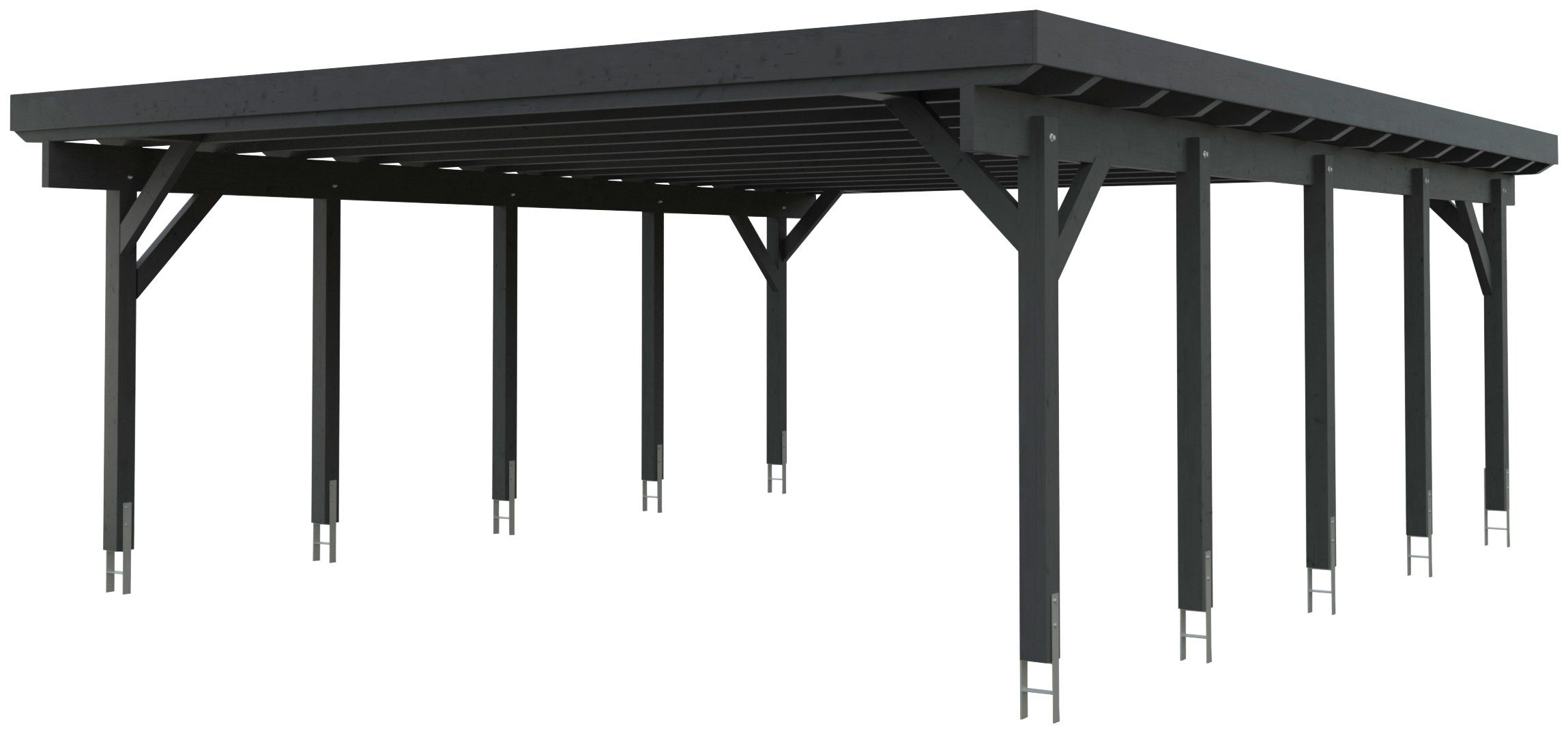 Kiehn-Holz Doppelcarport KH 330 / KH 331, BxT: 634x754 cm, 225 cm Einfahrtshöhe, Stahl-Dach, versch. Цвета(ов)