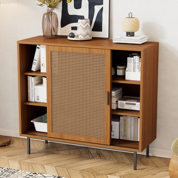 EXTSUD Sideboard Sideboard Küchenschrank mit 2 Schiebetüren,B100/H90/T37 cm