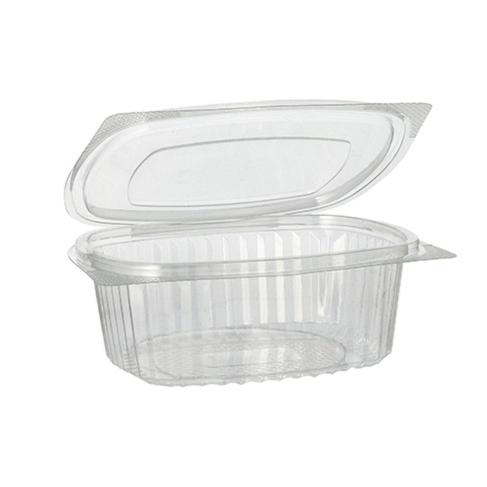 Starpak Becher 50 schalen mit deckel, R-PET oval 500ml 5,5cm x 12,4cm x 15cm klar