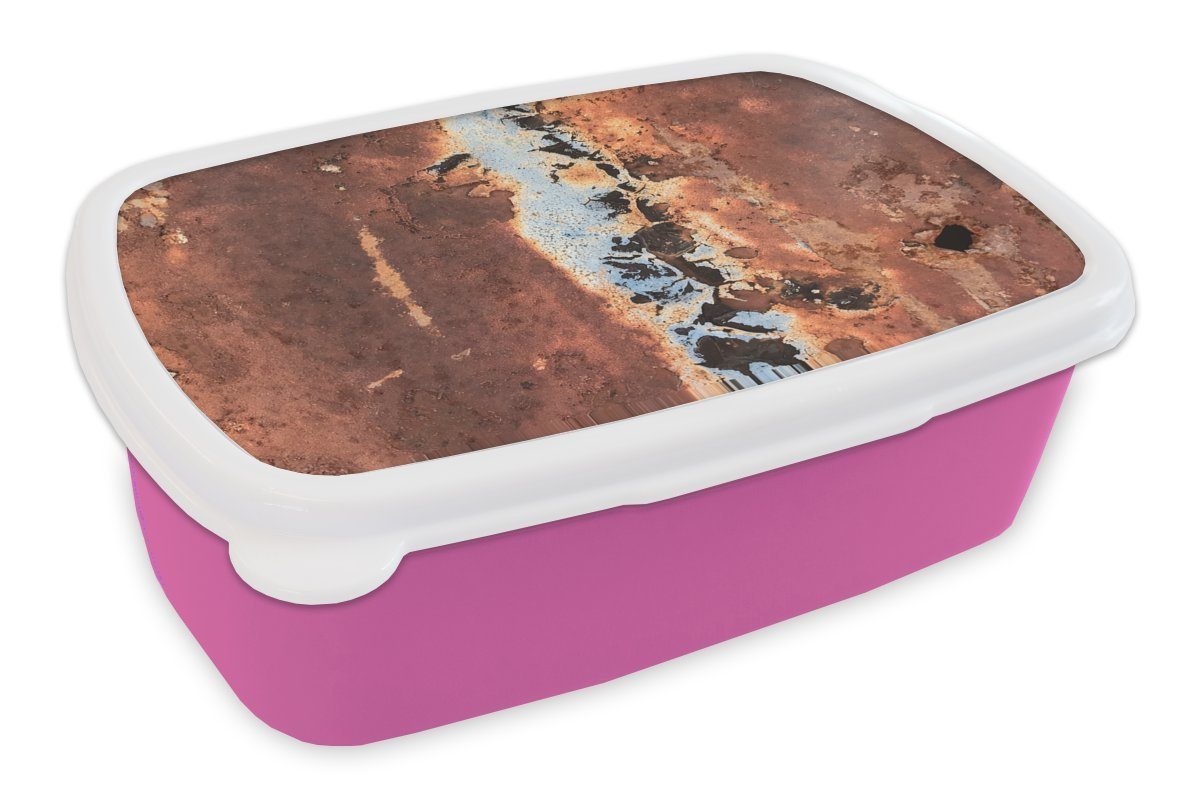 Erwachsene, rosa MuchoWow Brotbox Rost - Kunststoff, Rost Mädchen, Kunststoff Brotdose Metall, Kinder, für (2-tlg), Lunchbox Snackbox, -