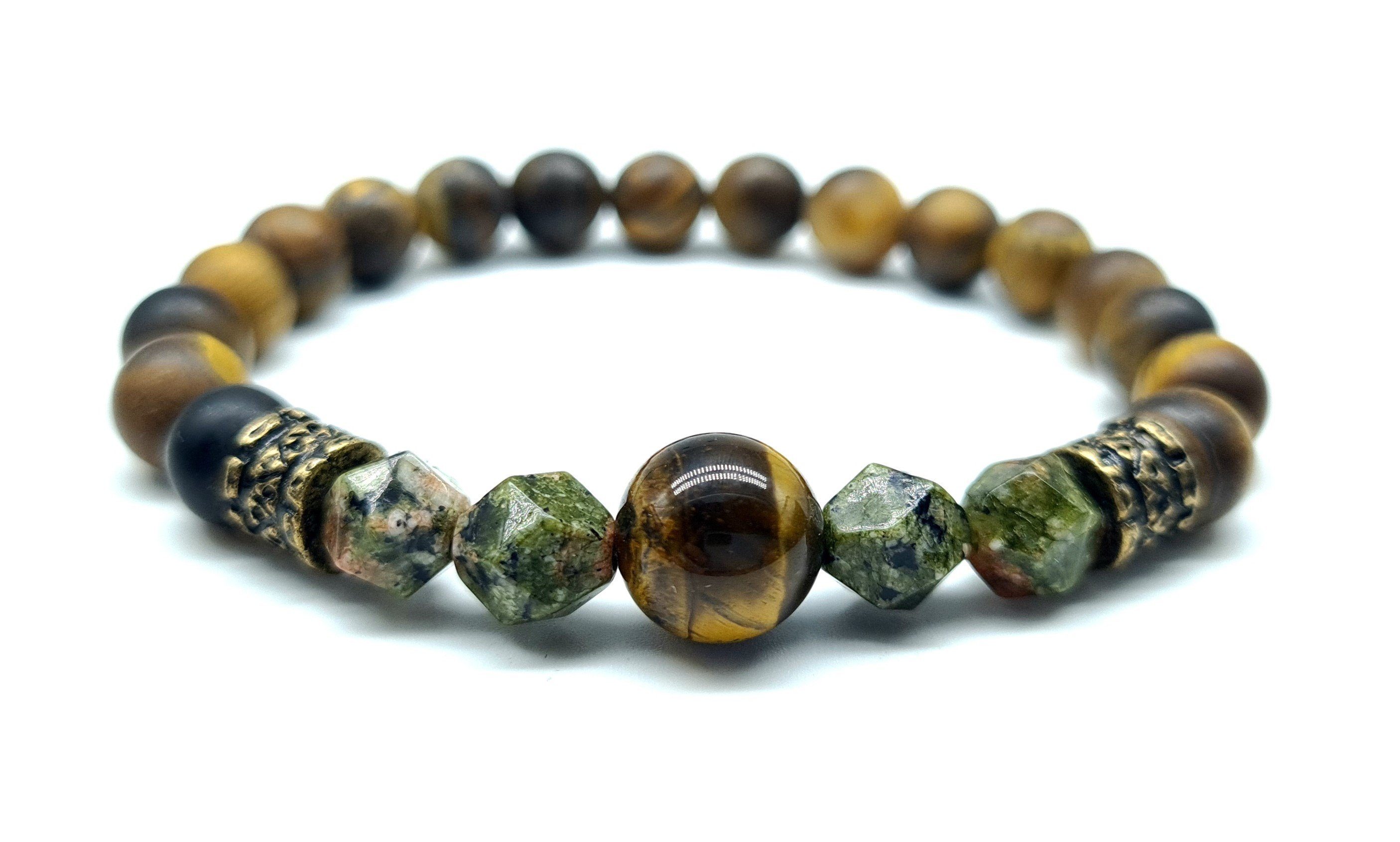 NAHLE Perlenarmband Tigerauge Unakit Naturstein Armband günstig online kaufen