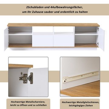 Sweiko Lowboard, TV-Schrank mit LED-Beleuchtung, Türen und 2 Schubladen, 180*50*40 cm