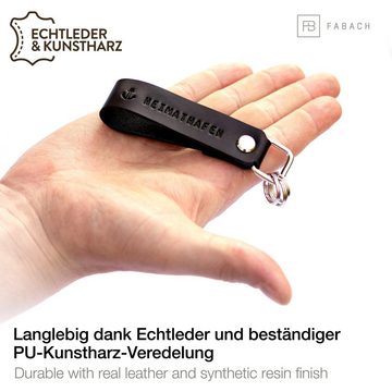 FABACH Schlüsselanhänger Leder Anhänger mit wechselbarem Schlüsselring - Gravur "Heimathafen"