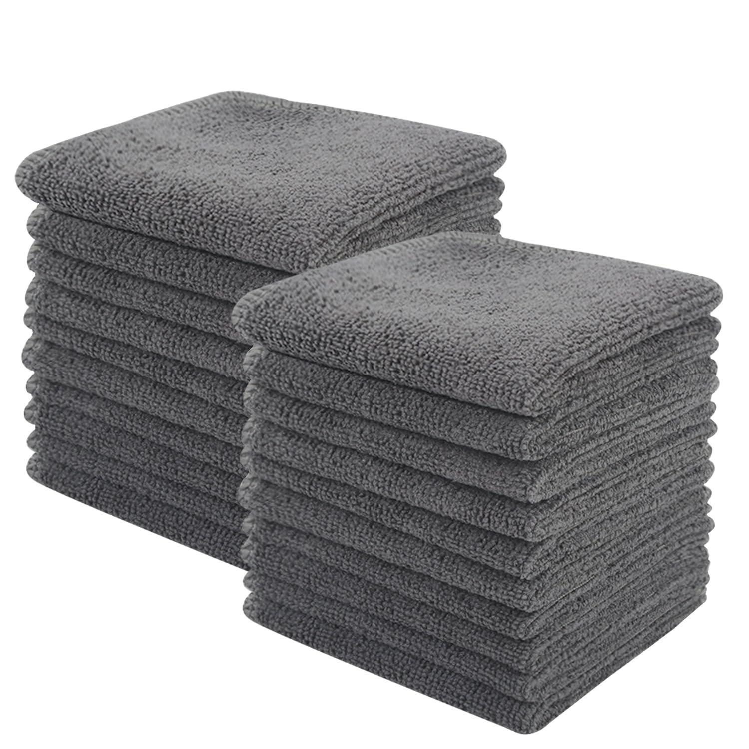 LuxusKollektion Spüllappen Mikrofaser Grau 20x20cm 20 Stk Mikrofasertuch (Textil, 20x20 cm)
