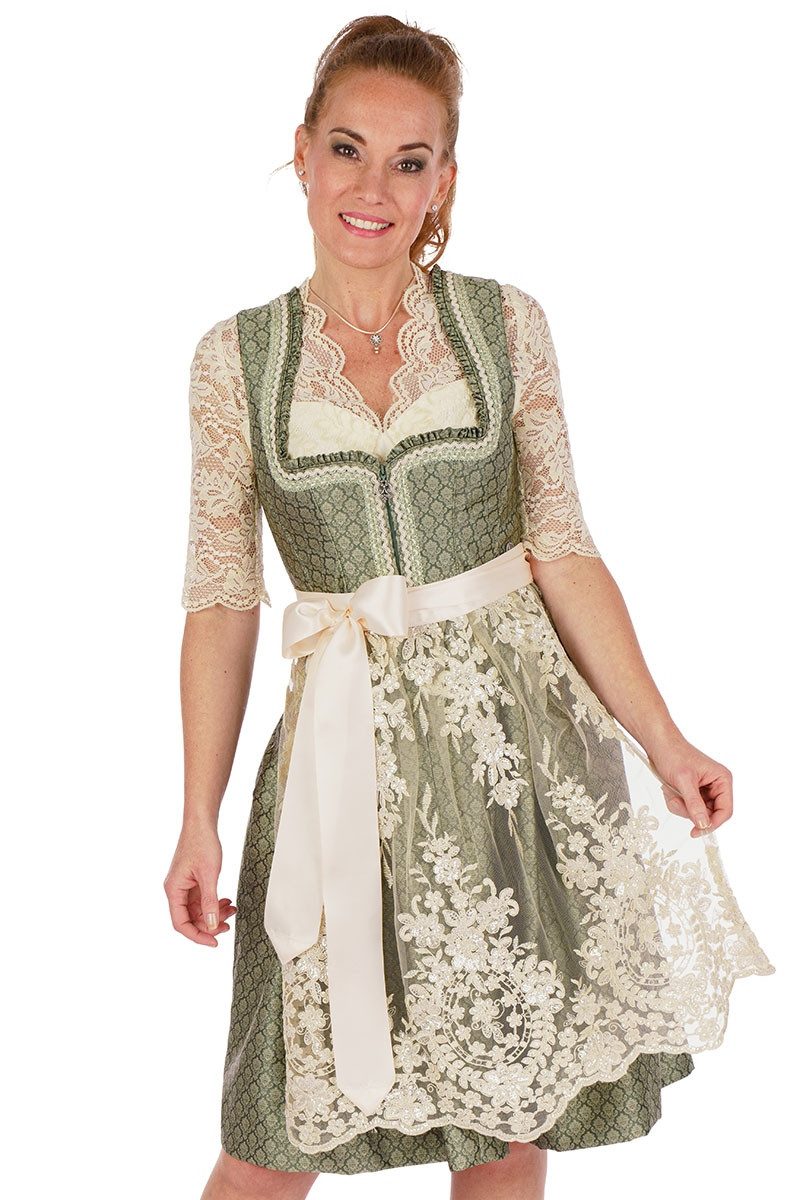 Dirndl Midi Dirndl 2tlg. - BIRGIT - nadelgrün/creme
