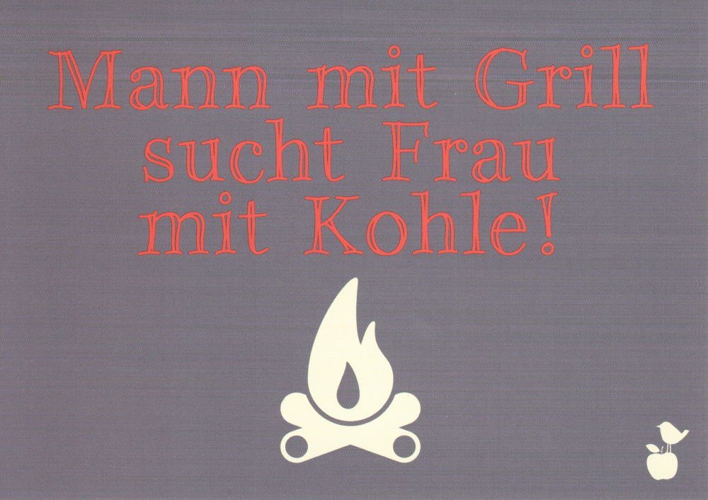Frau Kohle!" mit sucht Postkarte Grill mit "Mann