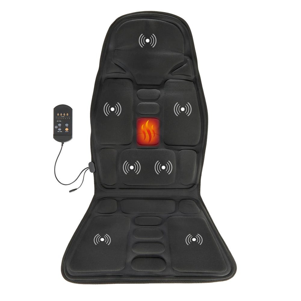 VITALmaxx Massagesessel Massagematte - Massagegerät Rücken - Massage Matte mit Wärmefunktion, Massagesitzauflage 8 Programme, Rücken massagegerät mit 4 Intensitäten