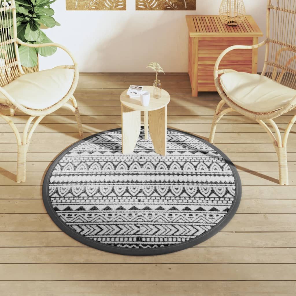 vidaXL Outdoorteppich Outdoor-Teppich ARAKIL Schwarz Ø120 günstig online kaufen
