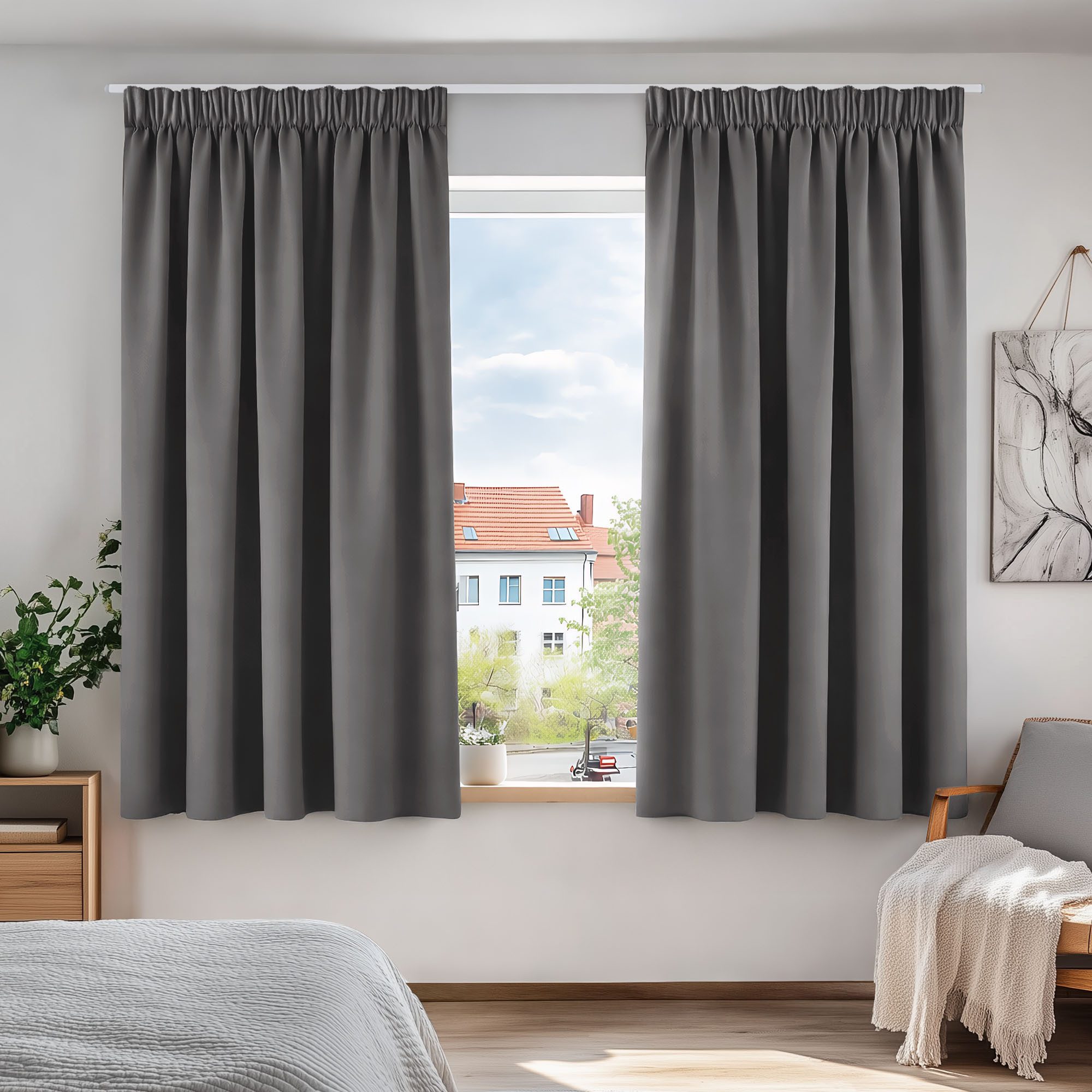 Deconovo Verdunkelungsvorhang Gardinen mit Kräuselband Blickdicht Vorhänge Wohnzimmer 2er Set, Vorhang Verdunkelung Vorhänge Kälteschutz Schlafzimmer Thermovorh – Bild 3 von 5