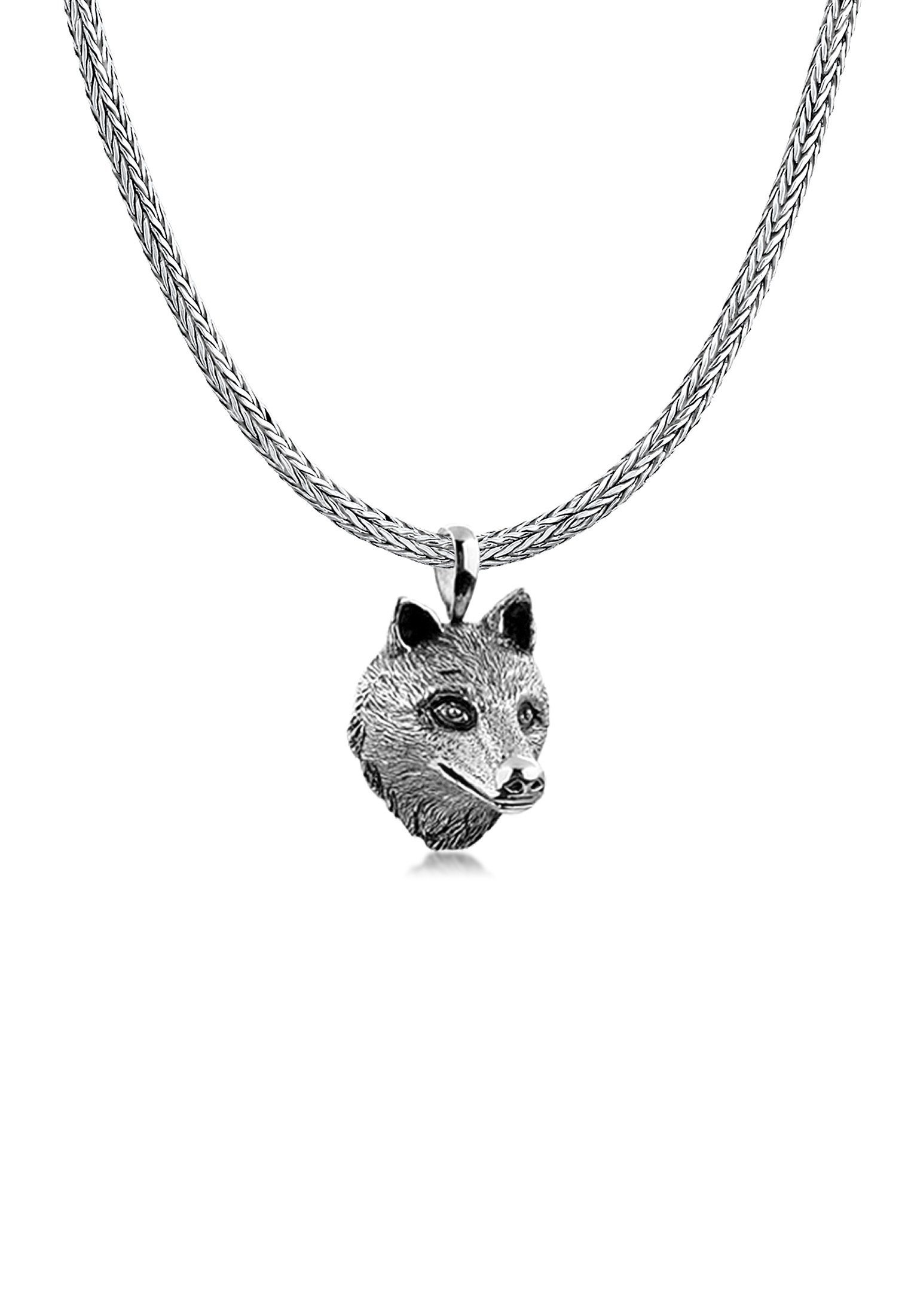 Kuzzoi Kette mit Anhänger Herren Schlangenkette Wolfs Anhänger 925 Silber,  In sehr hochwertiger Juwelier-Qualität gefertigt | Silberketten
