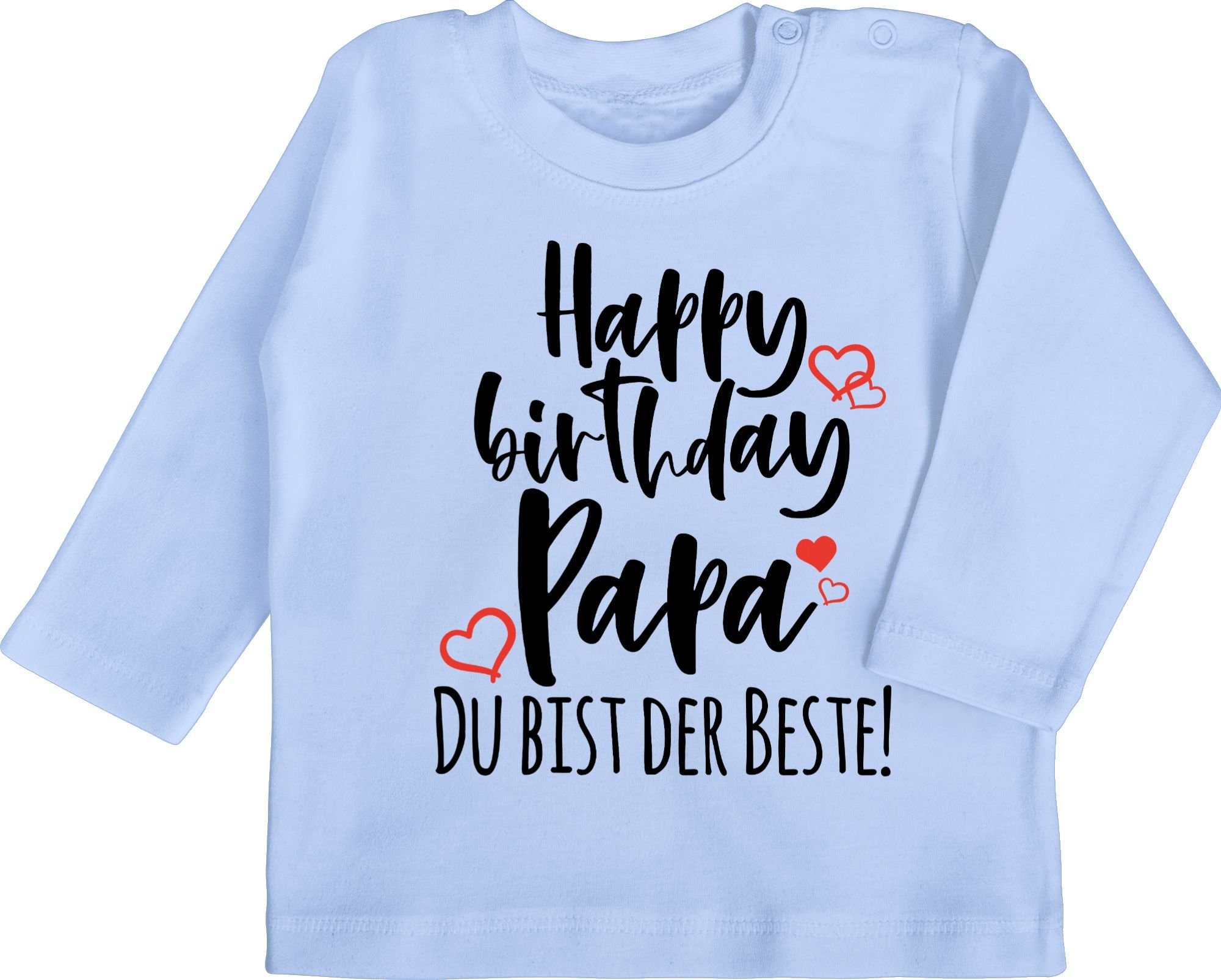 Shirtracer T-Shirt Happy Birthday Papa Strampler Baby Mädchen & Junge 3 Babyblau | T-Shirts