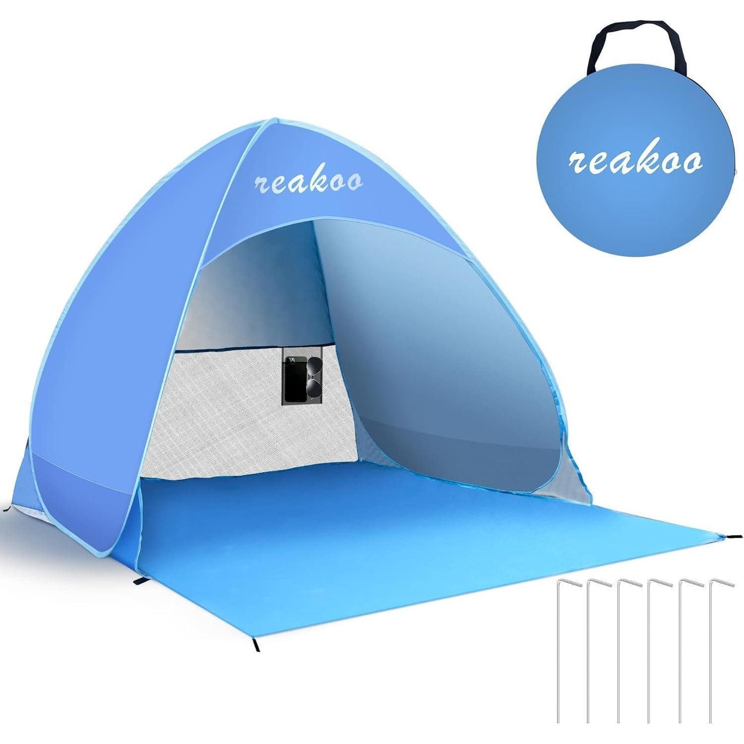 Strandmuschel Pop-Up Strandmuschel Groß Tragbar 50+ UV Schutz Strandzelt