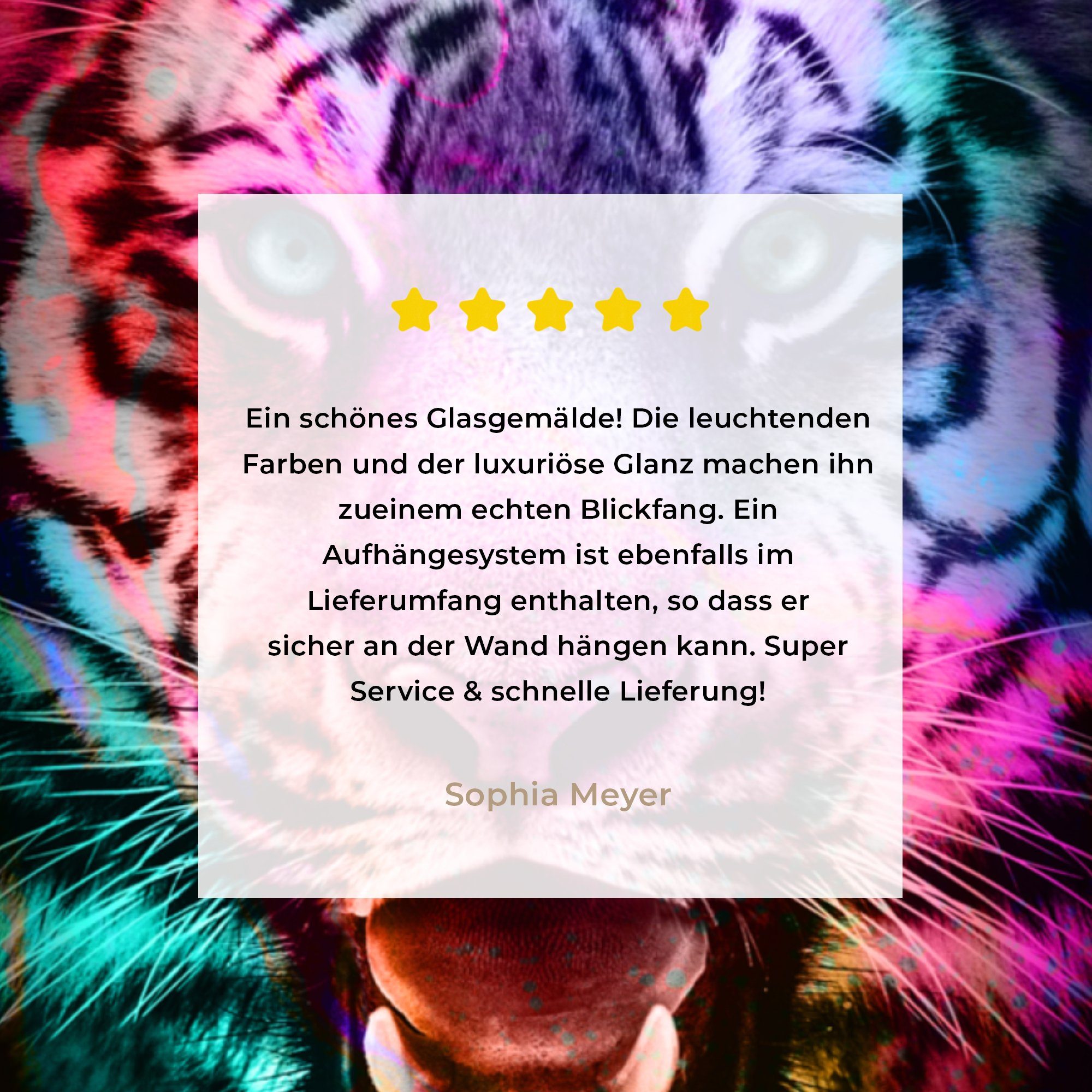 - Farbe - Tiger (1 Glas Glas Glasbilder Acrylglasbild Bilder - St), Wandbild Tiere, - auf Foto auf Wanddekoration - MuchoWow