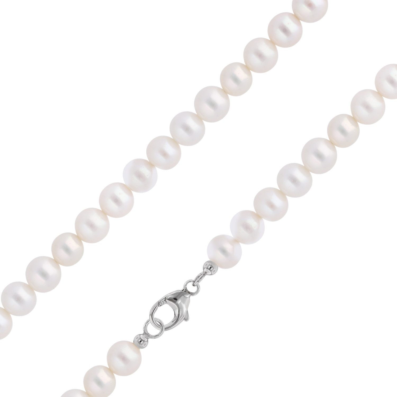 Perlenkette Perlenkette 925 Silber Süßwasserperlen 9-10 mm
