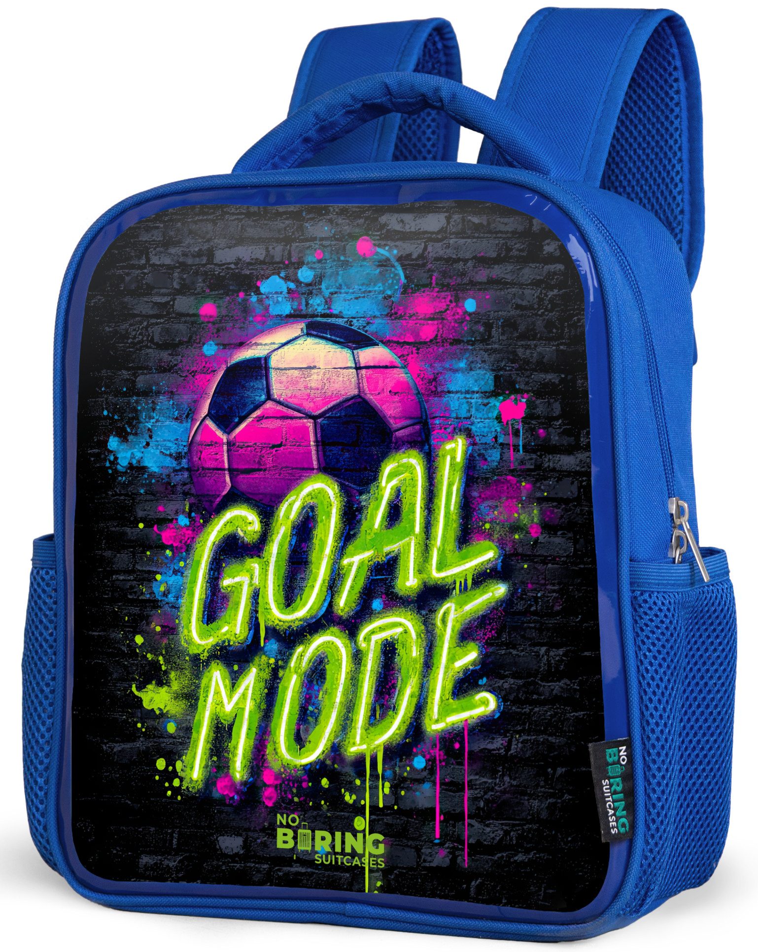 NoBoringSuitcases.com© Rucksack Neon - Graffiti - Fußball - Farbenfroh, Kinderrucksack, Schulrucksack, Freizeitrucksack, Jungen, Kindergarten
