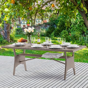 Casaria Gartentisch (1-St), Polyrattan 190x90x74cm mit Ablage WPC-Tischplatte Höhenverstellbar